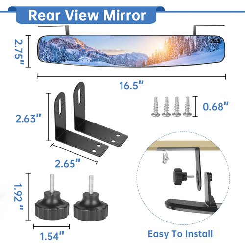 10L0L Golf Cart Mirrors, No Drilling 180 Degree Rotation & Foldable-HD Shatterproof Glass Mirrors for Golf Cart Club Car EZGO and Other, No Drilling Side Mirror & Rear View Mirror Kit