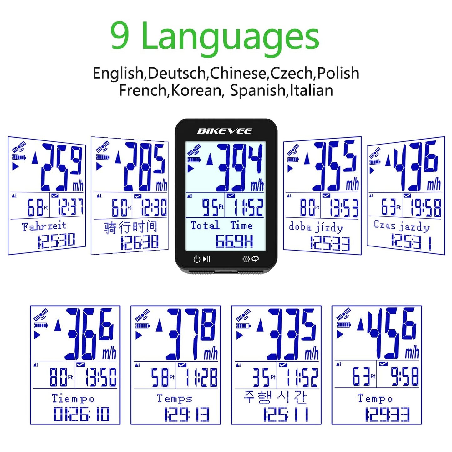 Bikevee GPS Speedometer & Odometer - Wireless Bike Computer, Auto Start/Stop, Auto Backlight, IPX7 Waterproof, 2.4" LCD, Cycling Tracker in MPH & KM/H - Black