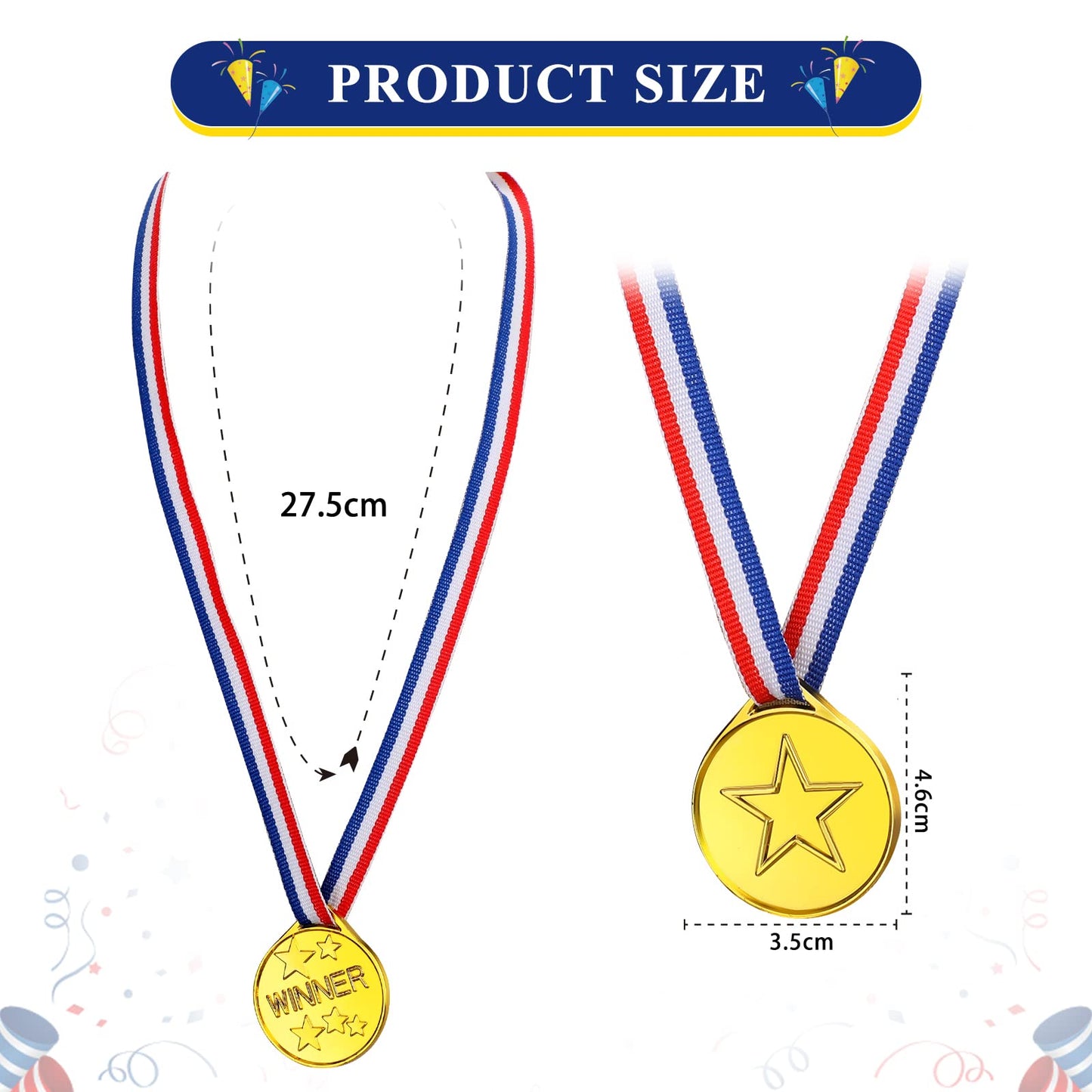 Sotiff 100 Pcs Kids Medals Gold Plastic Medals for Sports Awards Winner Medal First Prize Award for School Sports Children's Game Competitions Prizes Family