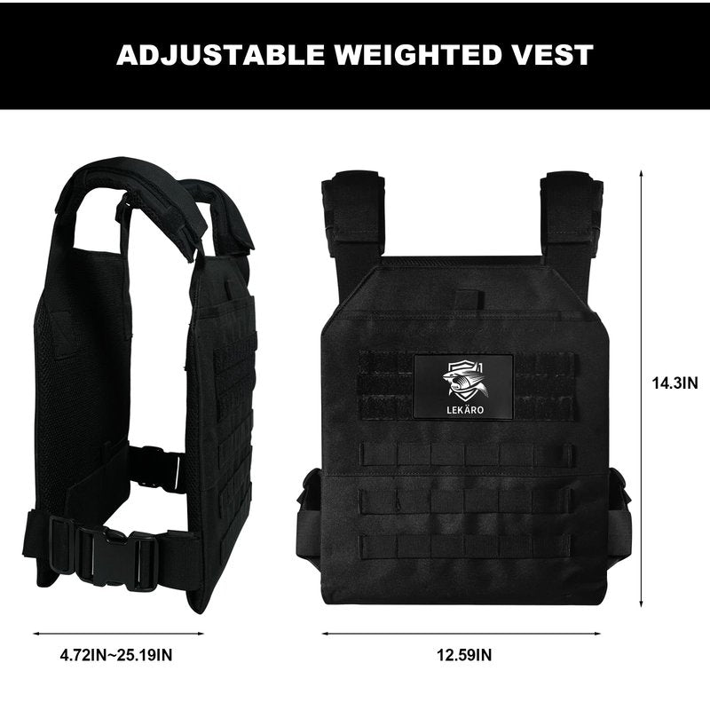 Adjustable Weighted Vest for Men Women – Tactical Vest for Rucking, HIIT & CrossFit, Fits 10x12 Plates, 600D Breathable Weight Vest & Exercise Vest for Strength Training, Weights Not Included