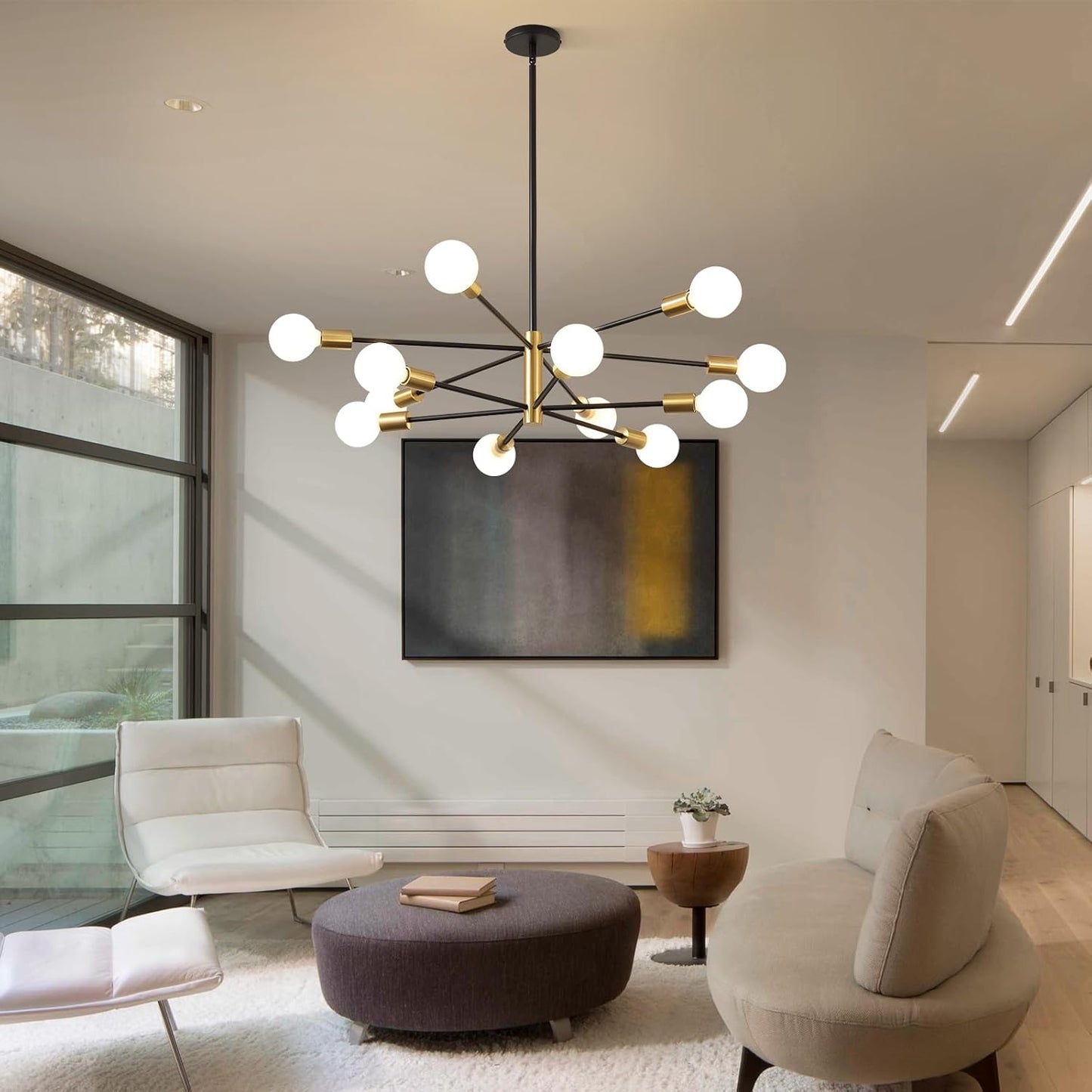 8-Light Gold Sputnik Chandelier - Modern Adjustable Ceiling Light for Dining Room, Kitchen & Foyer