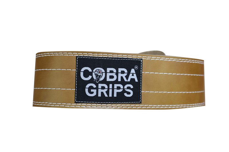 Weight Power Lifting Belt 4” Wide Cobra Grips Best Premium Genuine Leather Belt for Men & Women Adjustable Weightlifting Back Support (Brown, Medium 32"-40")