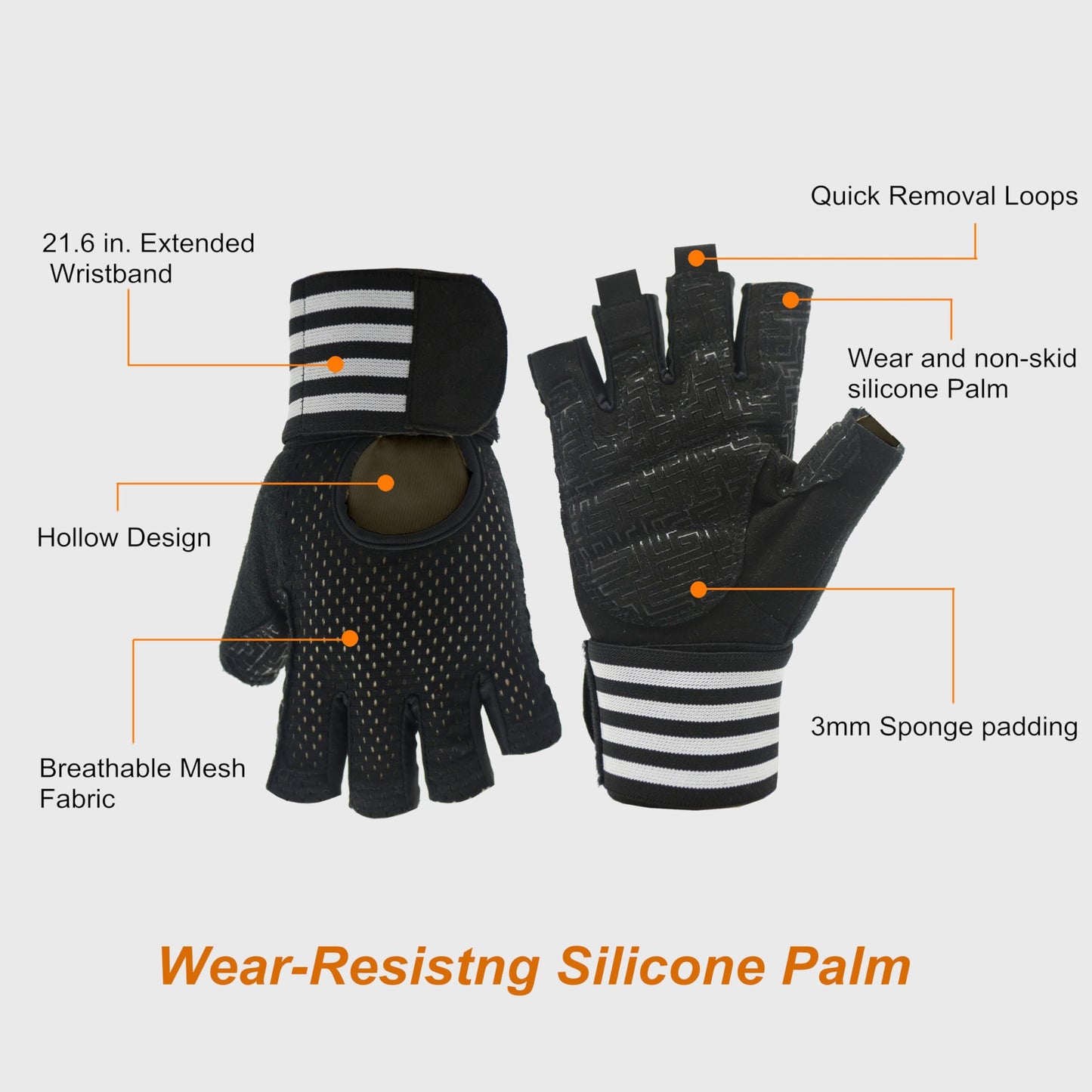 VMFTS Weightlifting Gloves Padded Workout Gloves with Wrist Wrap Support Gym Gloves for Men Women Gym Exercise Fitness Training Lifting Dumbbell (Large)