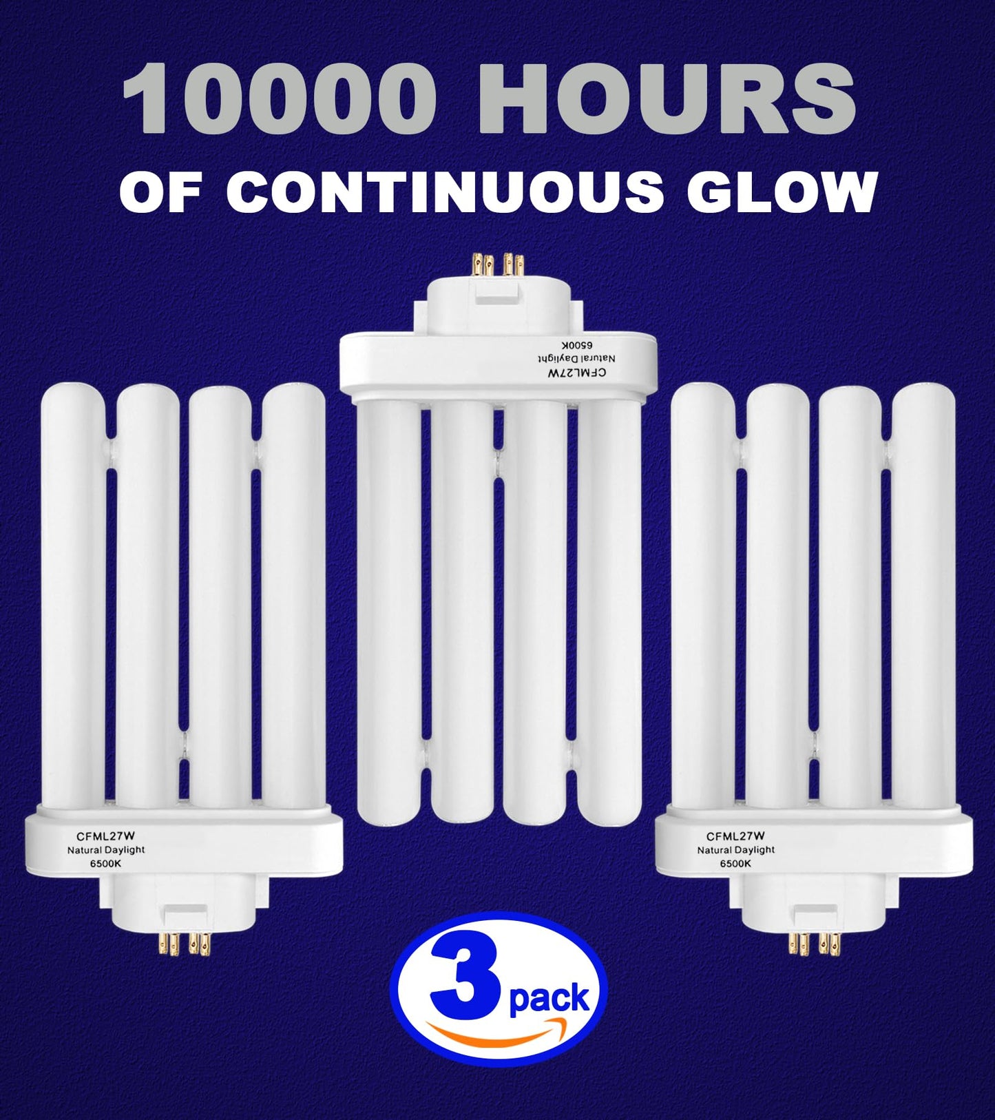 Celiwace CFML27VLX Replacement Bulb for Verilux CFML27VLX 27 Watt Fluorescent Bulb, Natural Daylight,4-Pin GX10Q-4 Base, 6500K Daylight, 3 Pack