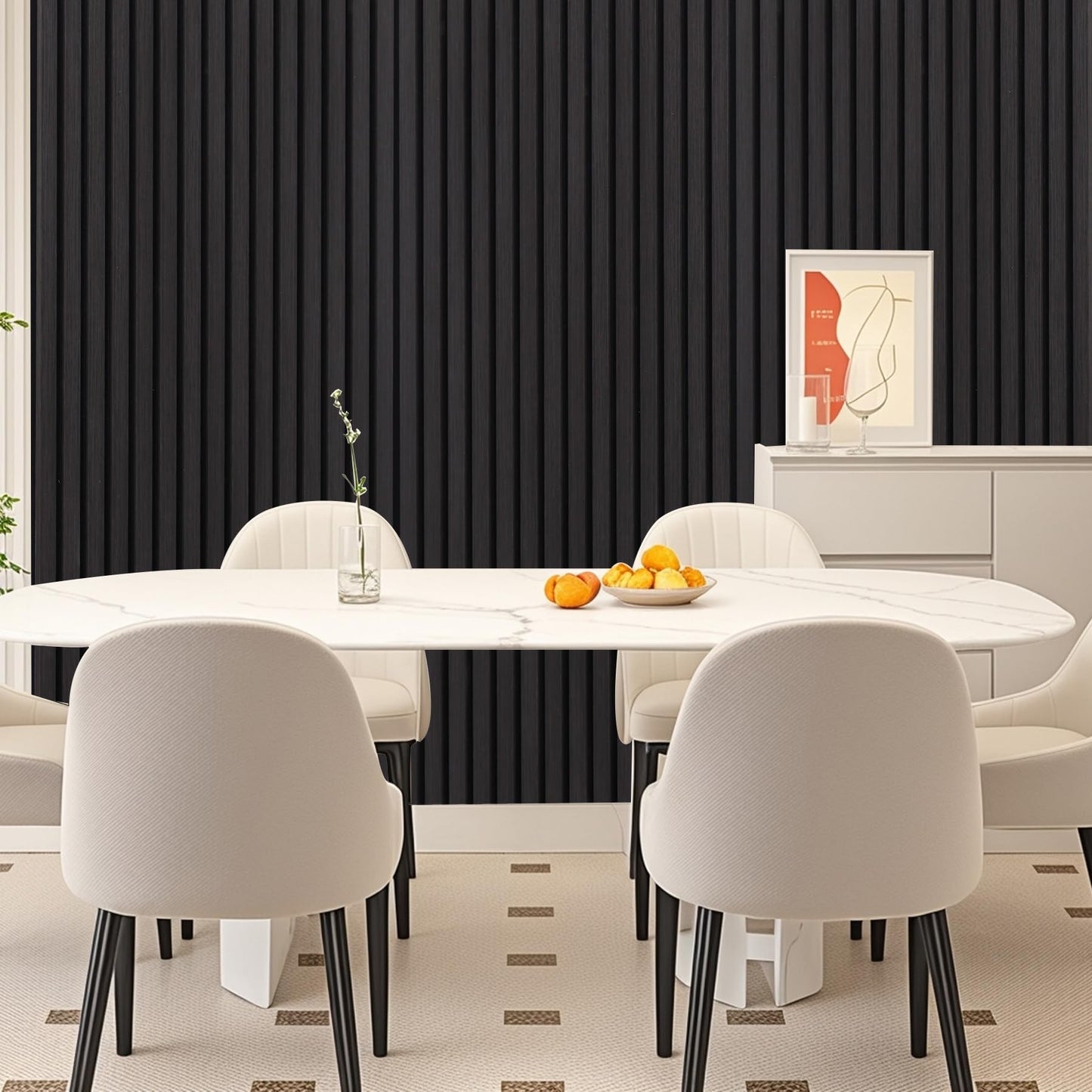 Taaizau 3D Slat Acoustic Wall Panels with Wood Finish Accent, 2 Pack Sound Absorbing Paneling for Studio, Office, Living Room, Bedroom Interior Decor (Matte Black, 48''L x 24''W)