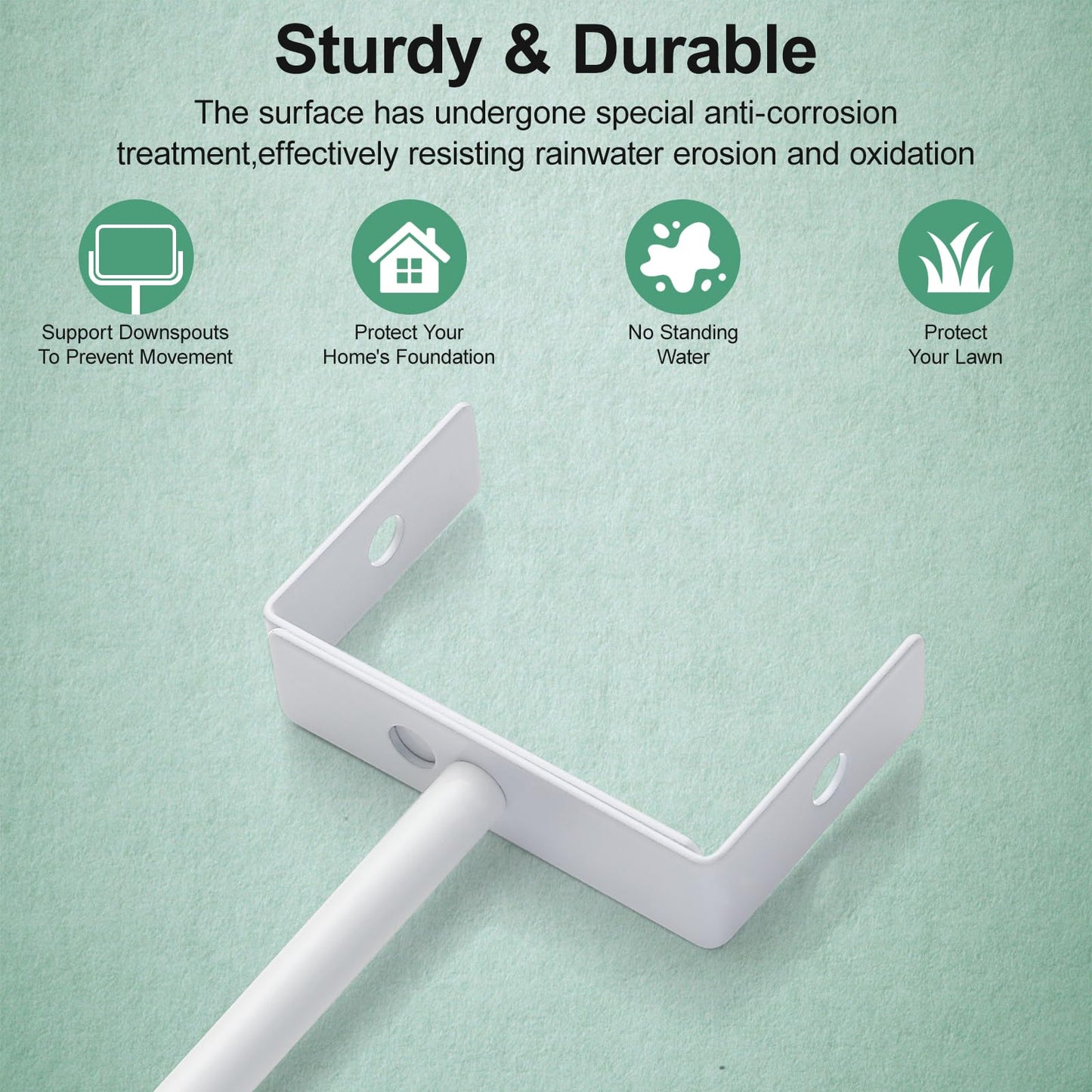 Downspout Bracket white - Adjustable size, heavy-duty galvanized iron with environmentally friendly coating, rust-resistant anchors for pipe support, easy to install (white, 2-piece set)