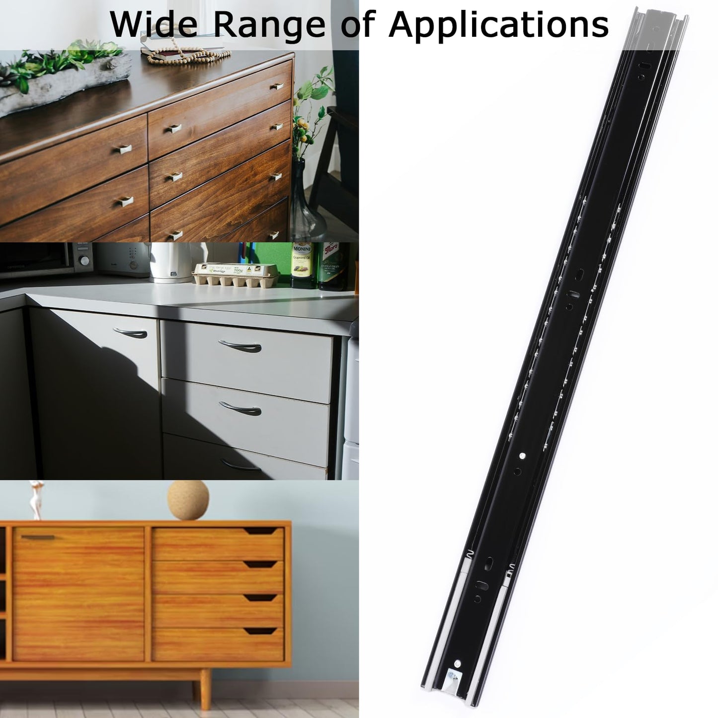 VAPSINT 10 Pairs 18 Inch Soft Close Drawer Slides Ball Bearing Full Extension Side Mount Drawer Rails, Kitchen Cabinet Rails 100lb Capacity