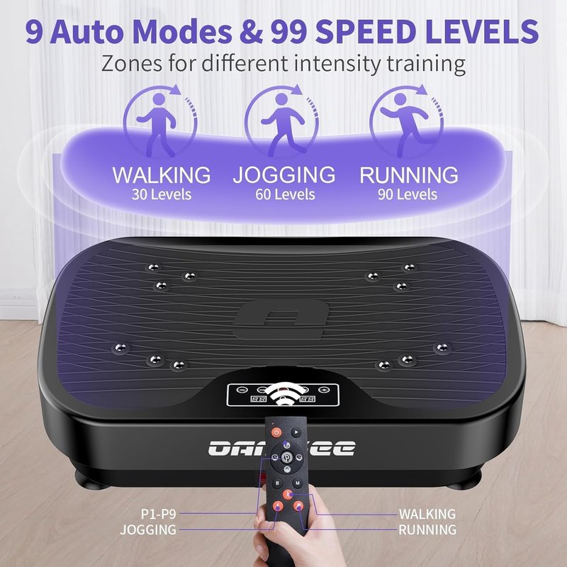 DamKee Vibration Plate Exercise Machine, Vibration Plate for Lymphatic Drainage, 9 Modes Whole Body Workout Vibrating Fitness Platform for Weight Loss & Shaping, Wellness - Home Gym Equipment (A-1)