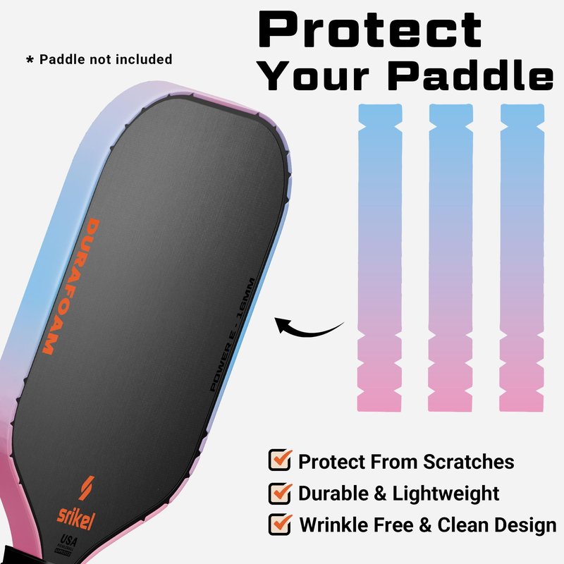 Srikel Pickleball Edge Guard Tape – Pickleball Paddle Edge Protection Tape 3 Pack, Head Edge Guard for 16MM Rackets,Easy Application,No Wrinkling,26MM Width Purple to Pink Gradient