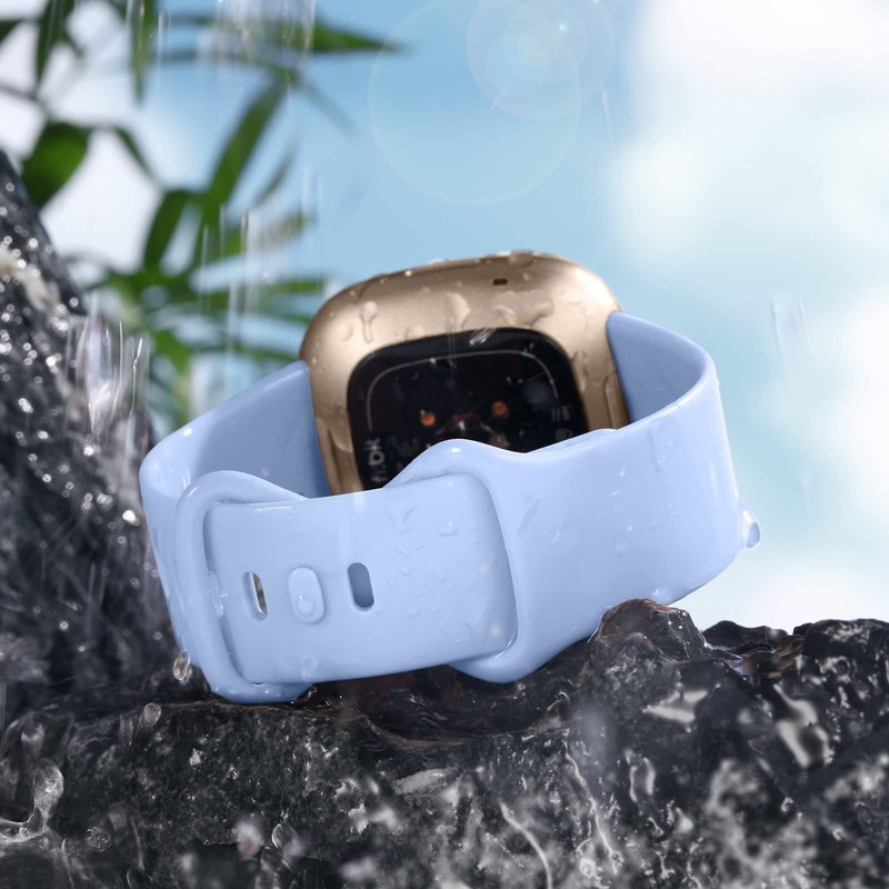 Getino Compatible with Fitbit Sense/Sense 2 Bands/Versa 3/ Versa 4 Bands Women Men, Silicone Sport Accessories, Band for Fitbit Sense/Sense 2/ Versa 4/ Versa 3, Small Lilac/Pink/Lavender/White