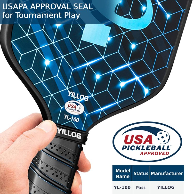 YILLOG Pickleball Paddles,USAPA Approved Pickleball Paddle Set 4,Fiberglass Surface Pickleball Set,4 Pickleball Balls,4 Cooling Towels,Bag,Pickle Ball Paddle Men Women Red/Blue/Green/Yellow