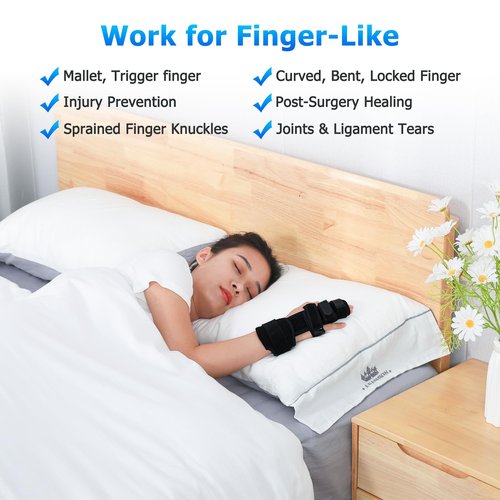 Fanwer 2 Finger Splint, Reversible Trigger Finger Splint, Adjustable Length Finger Brace, Knuckle Straightening Immobilizer for Broken Finger, Arthritis, Mallet Finger, Sprains, Tendonitis