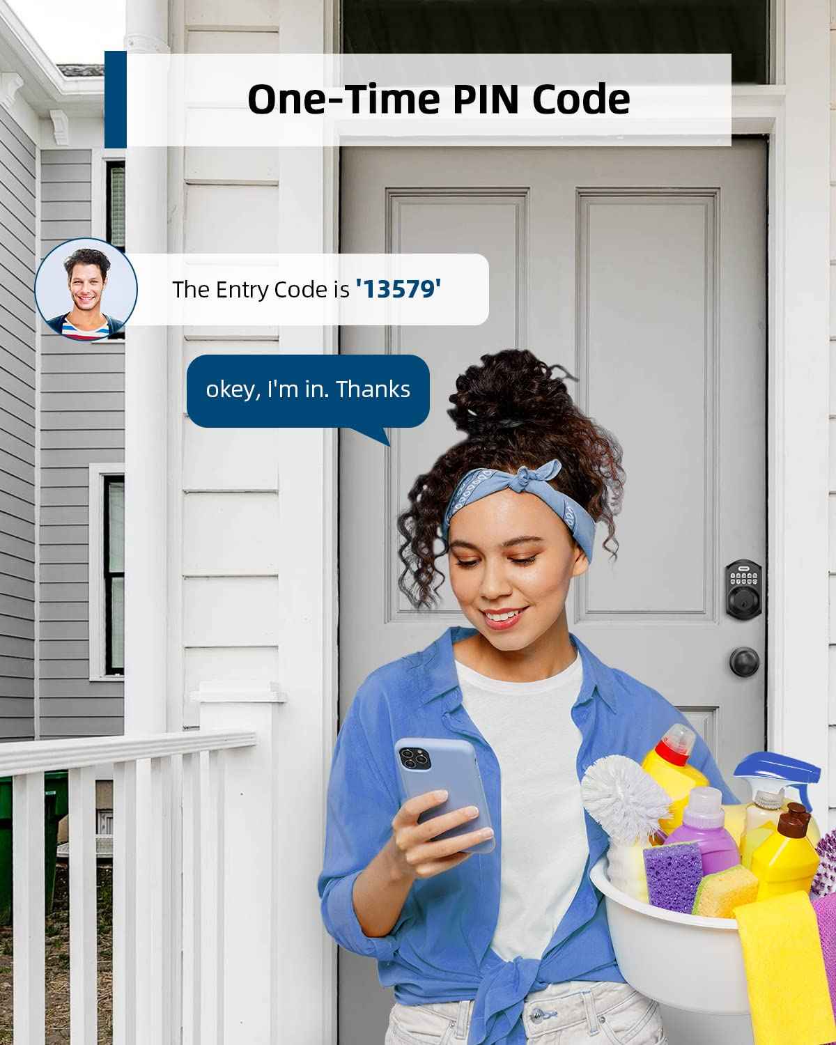 TEEHO TE001K Keyless Entry Door Lock with Handle, Electronic Keypad Deadbolt with 2 Knobs, High-Security Front Door Handle Set for Home & Rental, Smart Auto-Locking, Easy Install, Matte Black