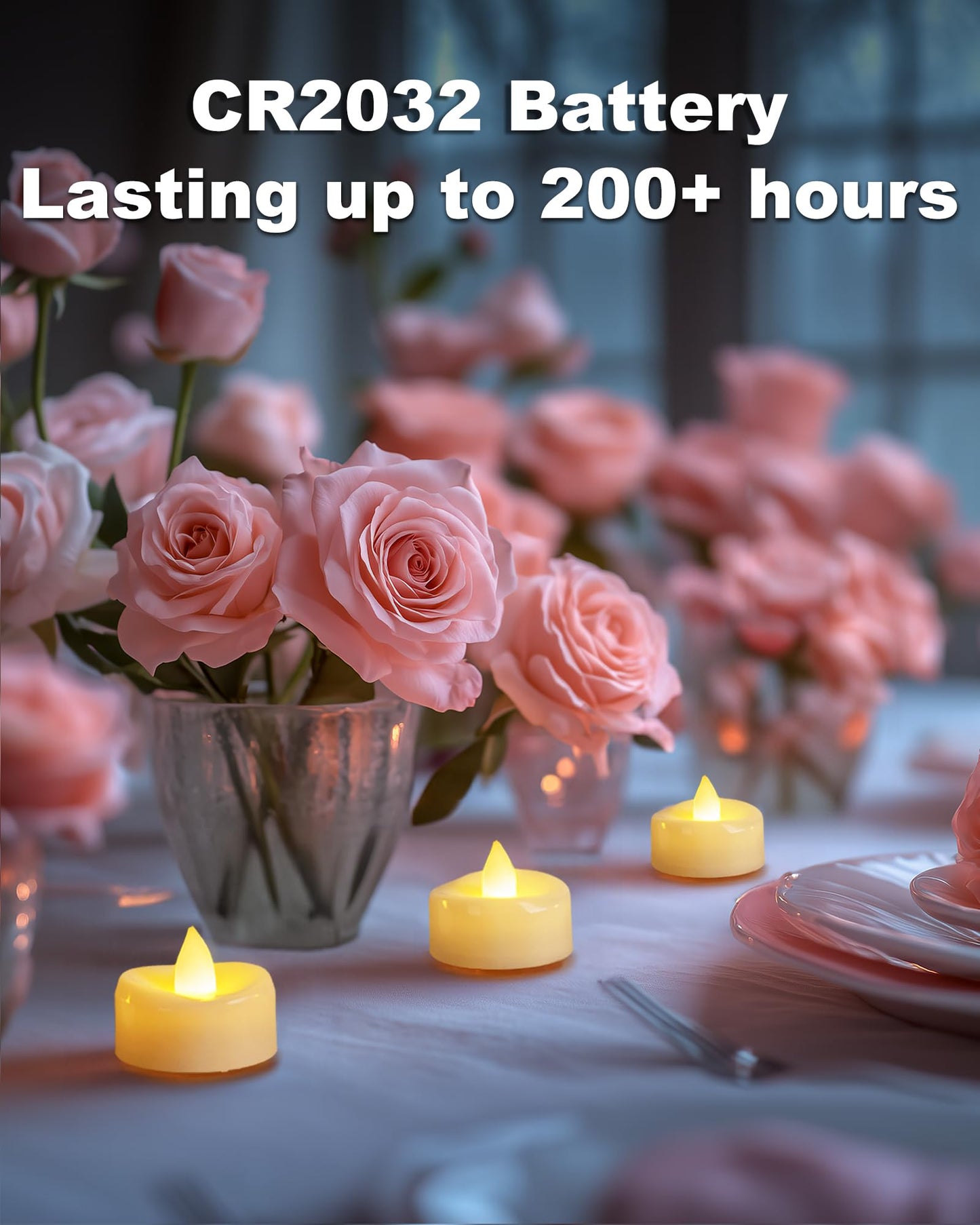 5plots Flameless Candles, 24Pcs Tea Lights Candles Battery Operated, Flameless Tealight Candles Flickering, Electric Tea Lights Votive Candles - Ivory - 1.5" x 1.25"