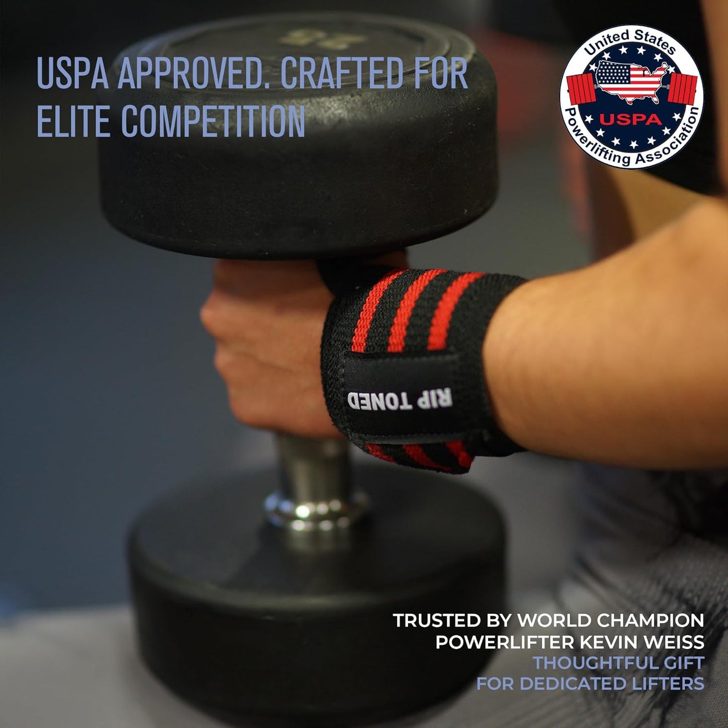 Rip Toned Wrist Wraps - USPA & USAPL Approved 18" Weightlifting Straps | Adjustable, Durable Support for Men & Women