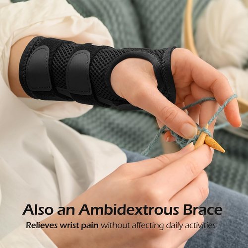 FREETOO Wrist Brace - Adjustable Carpal Tunnel Relief & Support | Left Hand Splint for Tendonitis, Arthritis - Black (S/M)