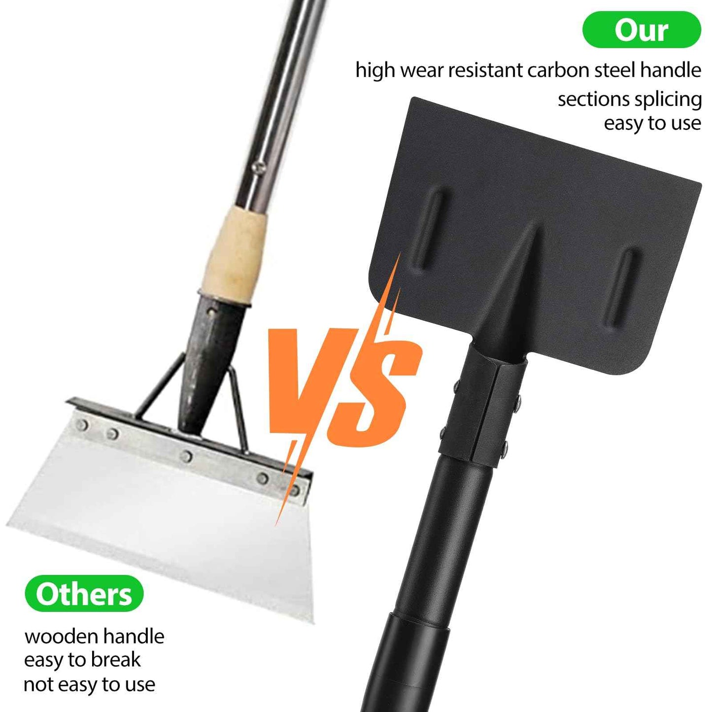 Multifunctional Garden Cleaning Shovel, Heavy Duty Steel Flat Shovel with 67" Adjustable Handle, Gardening Scraper Shovel, Outdoor Spade Tool for Weeding, Lawn Edging, Digging, Ice Removal