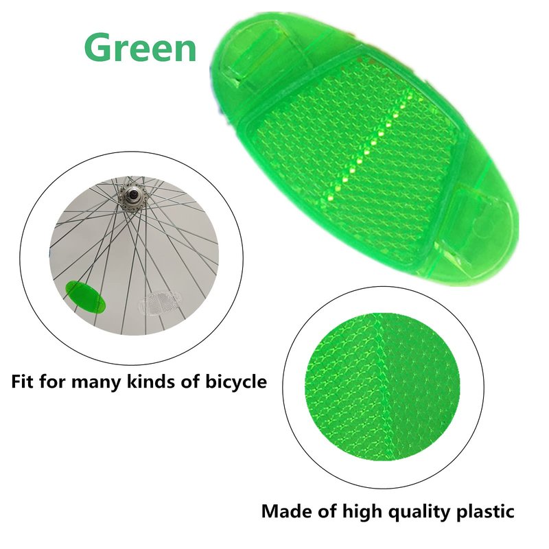 UoYu 8 pcs Bicycle Wheel Mountain Bike Accessories Signage Decoration Safe Warning Green Oval Reflector Bicycle Spoke