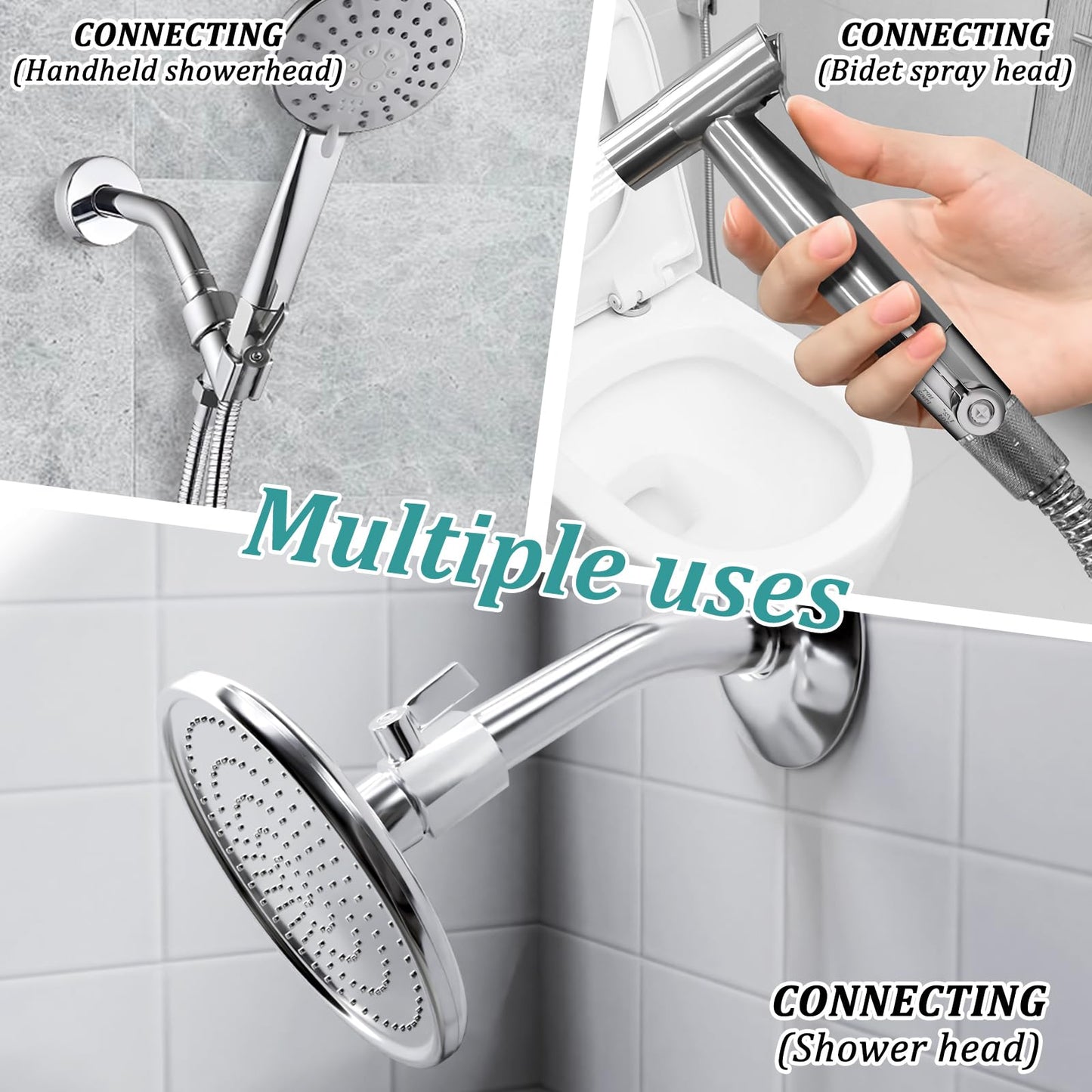 Shower Head Shut Off Valve 304 Stainless Steel Mini Ball Valve(1/2" Female X Male) NPT Thread Water Flow Control，RV Shower Head with Hose Flow Restrictor