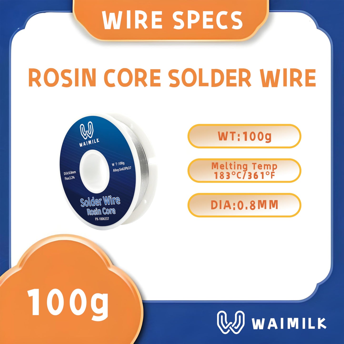 63-37 Tin Lead Rosin Core Solder Wire Sn63-Pb37 Rosin Core Solder Wire for Electrical Soldering(0.8mm 100g)