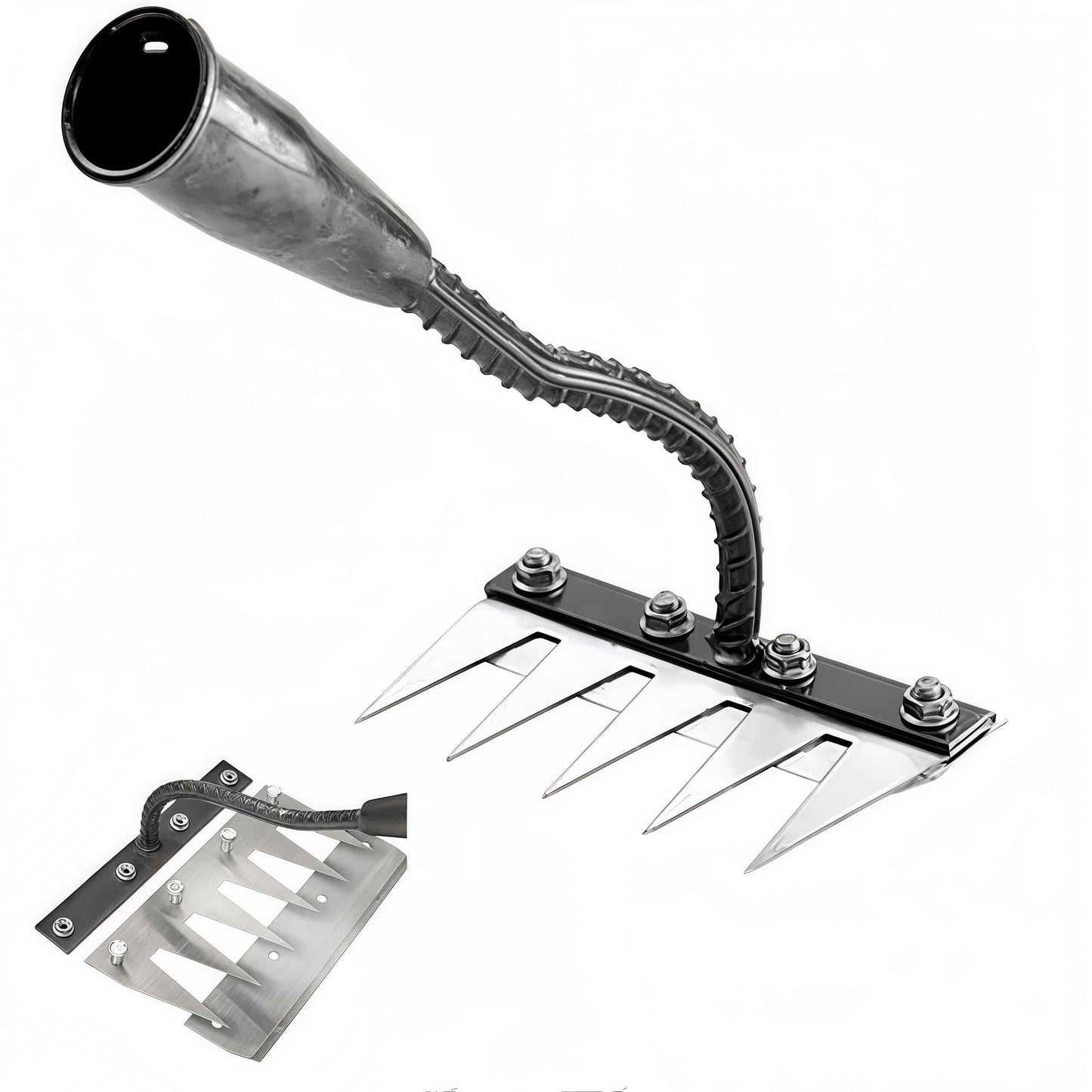 2025 New Gardening Hand Weeder Tool，Gardenia Iron Weeding Rake ，Manual Weeder Tool with Detachable Blades，Tool for Effortless Weed Removal， Flower Beds & Vegetable Patches (No Wooden Handle)