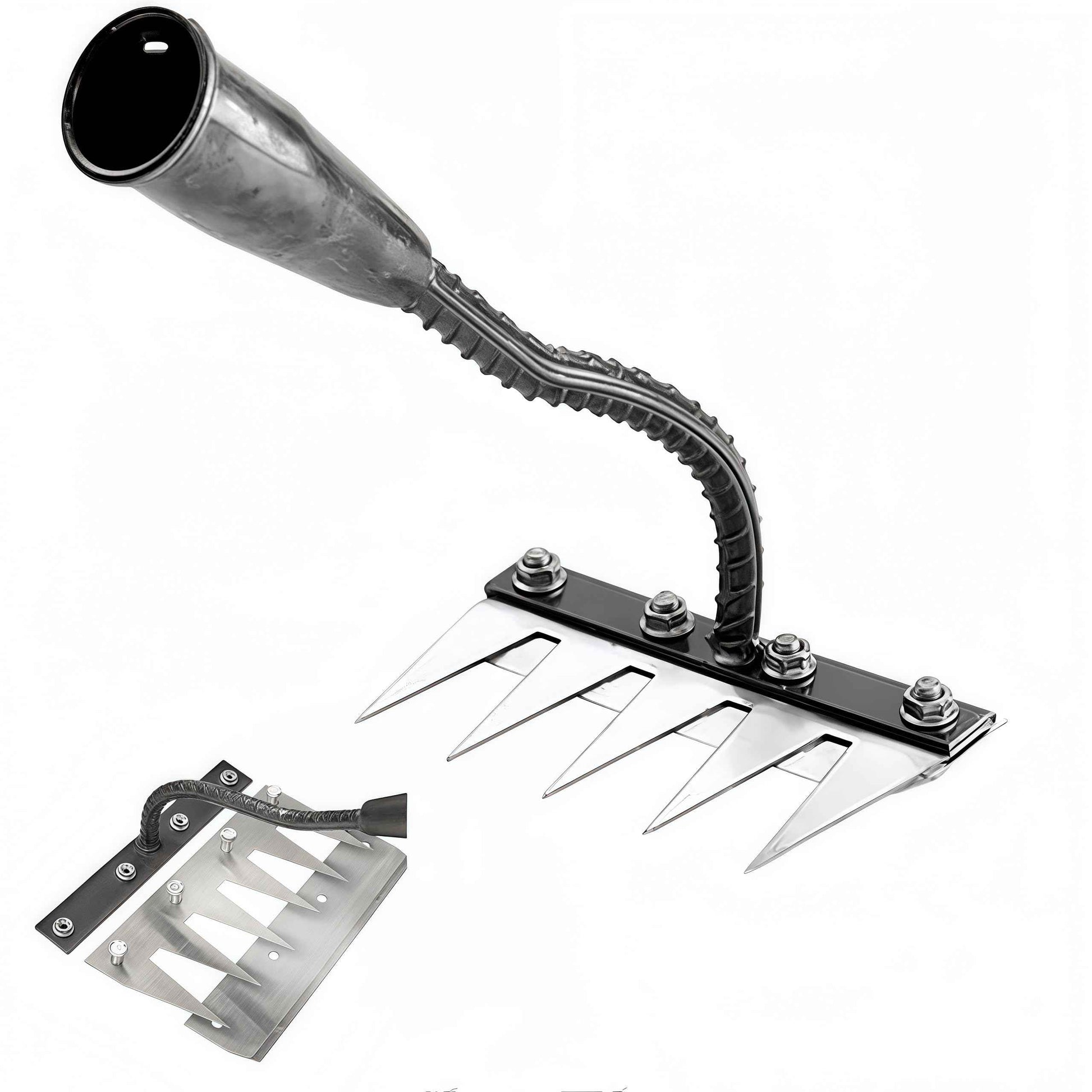 2025 New Gardening Hand Weeder Tool，Gardenia Iron Weeding Rake ，Manual Weeder Tool with Detachable Blades，Tool for Effortless Weed Removal， Flower Beds & Vegetable Patches (No Wooden Handle)