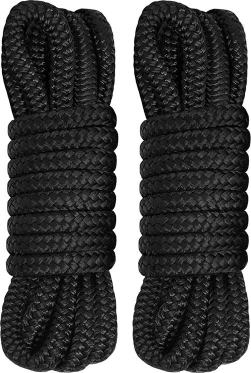 Marine Grade Dock Lines by [Brand Name] - 1/2" x 15' Nylon Boat Rope with 12" Loop - High Strength, Fray Resistant, Easy Handling - Black (2 Pack)