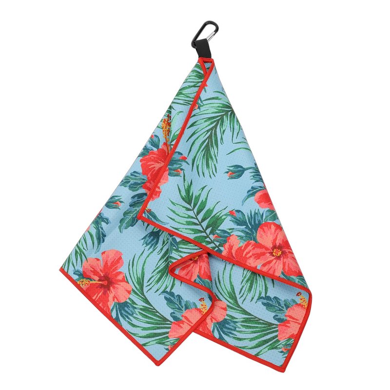 SHABIER Golf Towel with Hibiscus Design Golf Microfiber Waffle Pattern Golf Towel