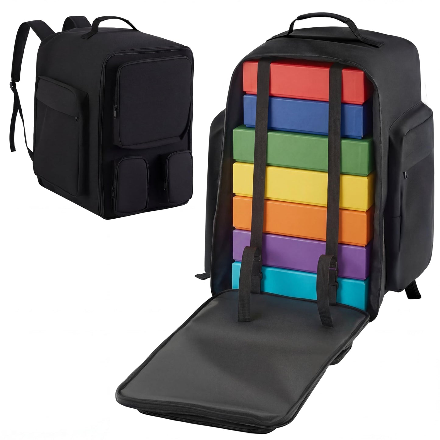 Abbylike 19.7 x 15.7 x 15.7 Inch Large Board Game Bag, Extra Large Board Game Backpack with Reinforced Structure, Padded Shoulder Straps & Multi Pockets for Dice, Cards & Tabletop Storage Travel