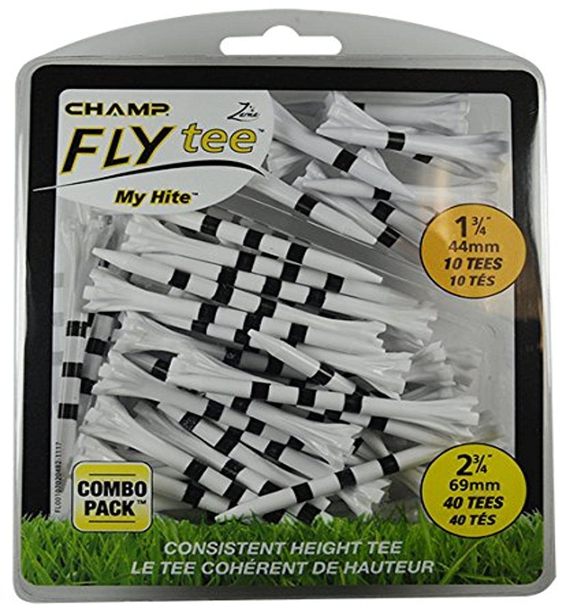 Champ 86501 Zarma Flytee My Hite 2-3/4" Combo Pack White with Red Stripes Golf Tees