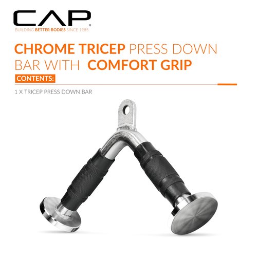 CAP Barbell Deluxe Triceps V-Bar with Rubber Handgrips – Cable Machine Attachment for Tricep Exercises, LAT Pulldown & Home Gym Workouts