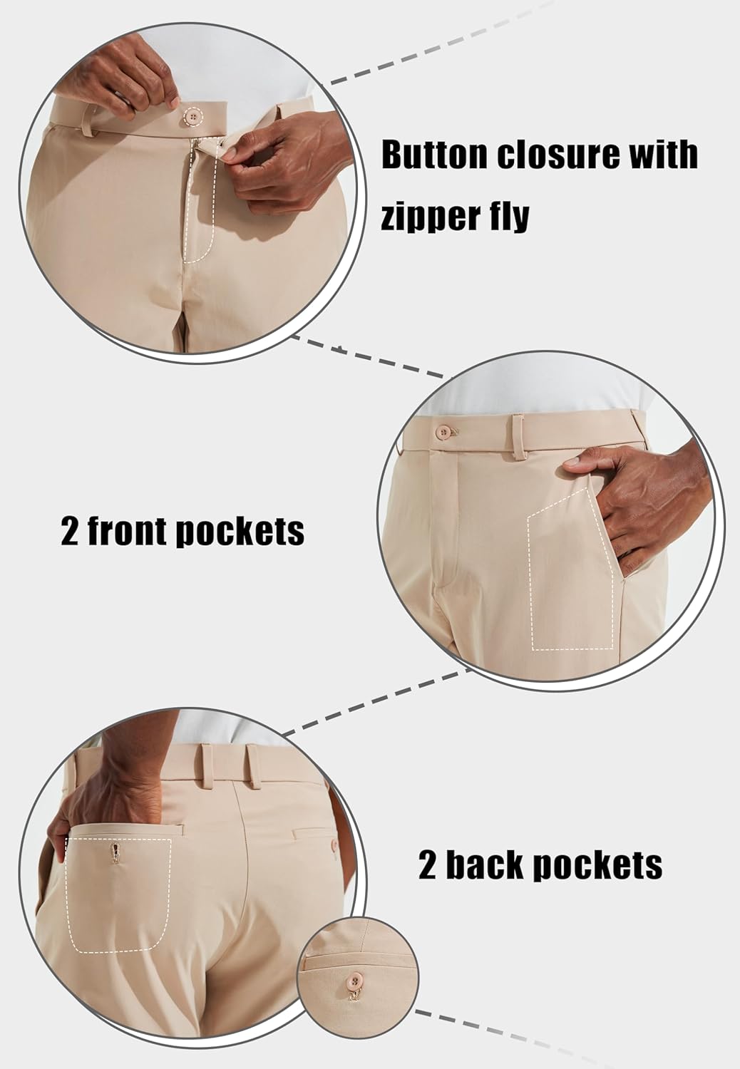 Skiennix Men's Golf Pants - Lightweight Stretch Trousers for Office & Travel | Available in 30"/32"/34" Sizes