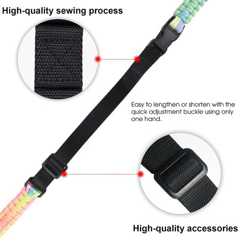 iLVANYA Paracord Handle with Adjustable Shoulder Strap -Compatible with Hydro Flask Wide Mouth Water Bottles -Sports Water Bottle Accessories for Men Women Hiking Travelling Camping (Bright Rainbow)