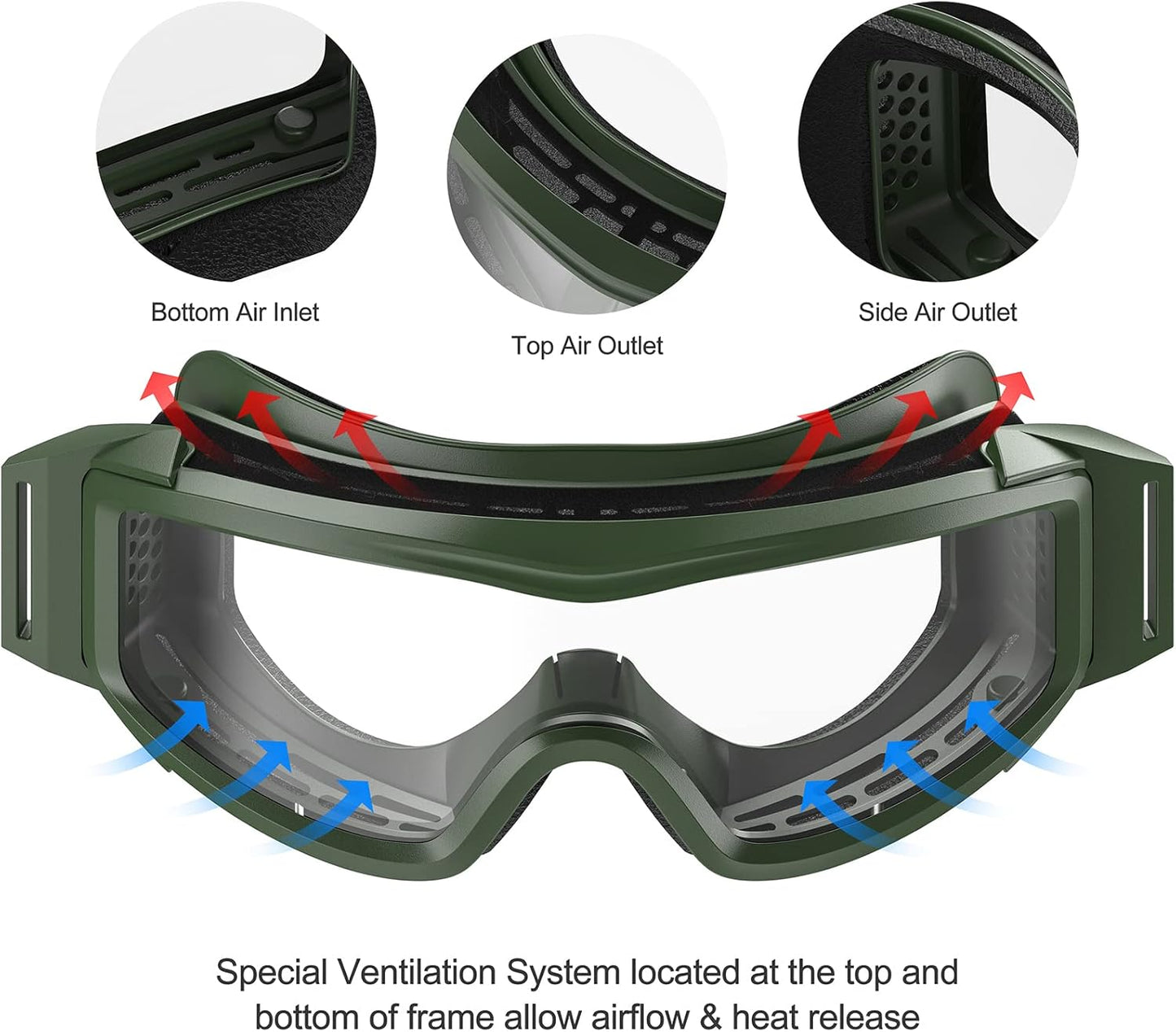 Xaegistac Tactical Airsoft Goggles - Anti-Fog Military Safety Glasses for Shooting & Hunting