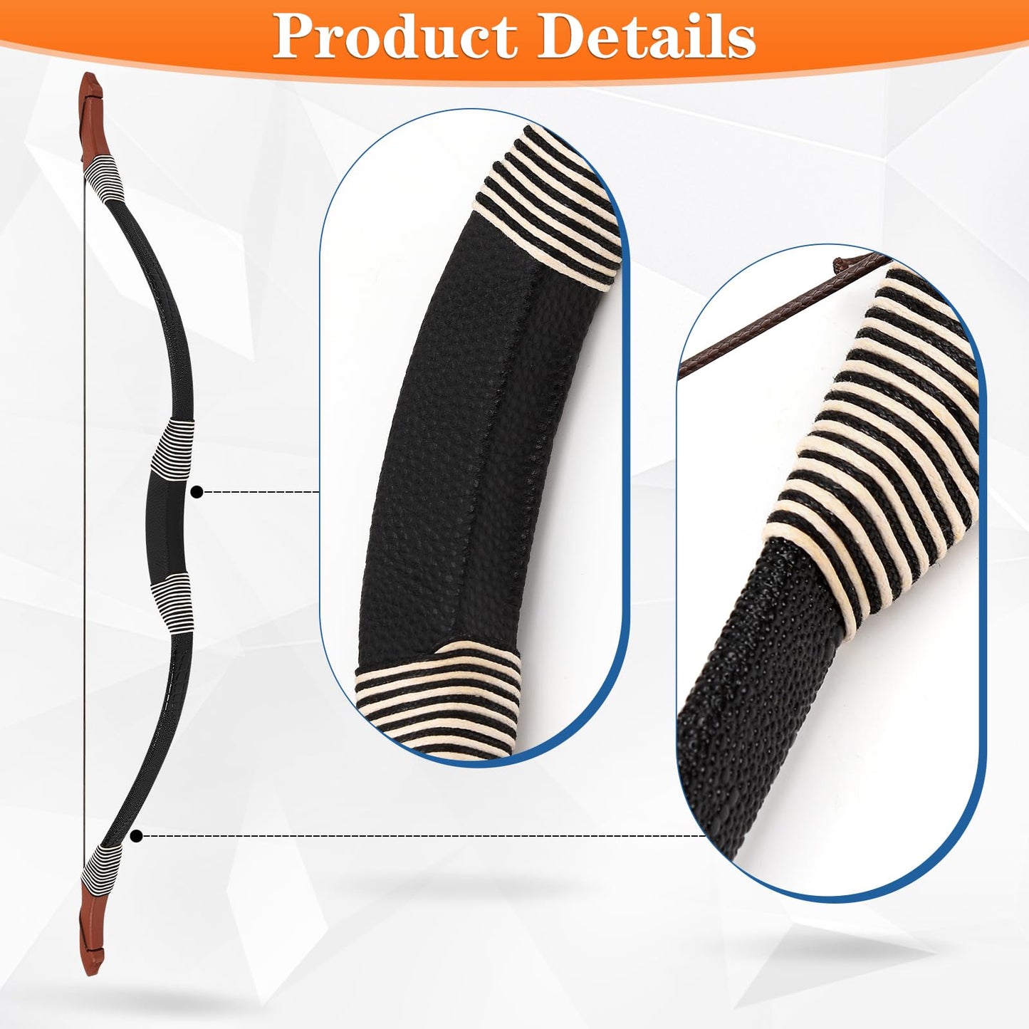 Kids Bow and Arrow Set, 33″ Archery Set Wrapped in Microfiber Leather Wooden Toy Bow and Arrow for Kids 6-8 8-12, 7 Wood Arrows, 3 Feathered Arrows (Rubber Tip), Gifts for Youth Boys Girls, Black