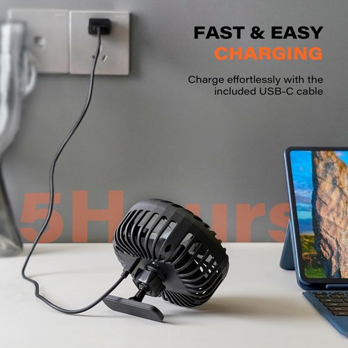 A2C Golf Cart Fan Rechargeable Magnetic Base Battery Operated Portable Fan 3 Speeds 4000 RPM Strong Airflow Compatible with Yamaha, EZGO, Club Car - 360° Rotatable Golf Cart & Cruise Ship Accessories
