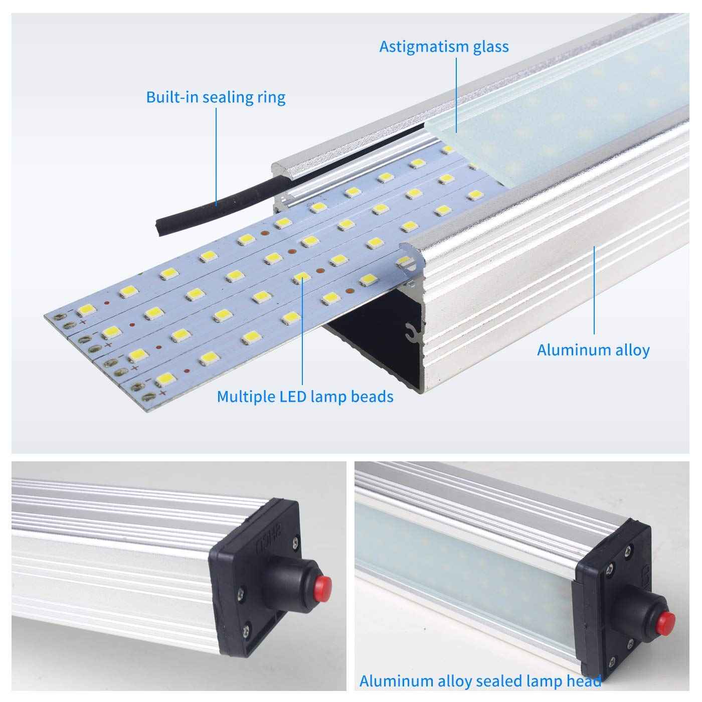 XINYIQI Magnetic Work Light, LED Machine Light with 44 LEDs, Waterproof with 19 Inch Gooseneck, IP66 Rating, 800 Lumen, 120 Volt for Lathe Machine Tools
