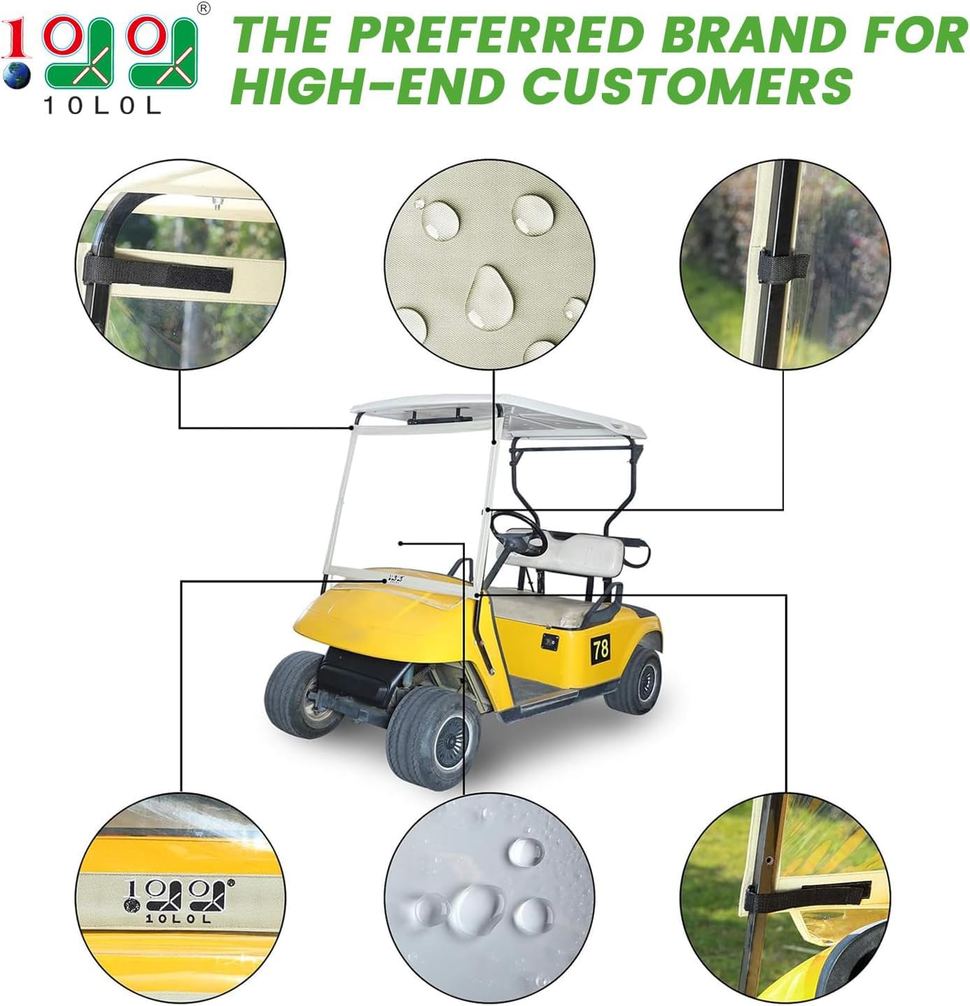 10L0L Golf Cart Windshield Compatible fot EZGO TXT Gas & Electric Models, Lightweight EZGO TXT Windshield Foldable Windproof Waterproof
