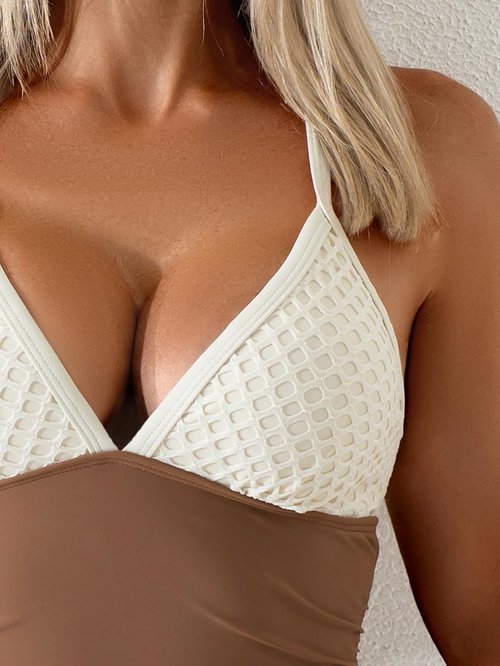 B2prity One Piece Swimsuit - Tummy Control Ruched Bathing Suit with V Neck & Cross Tie Back