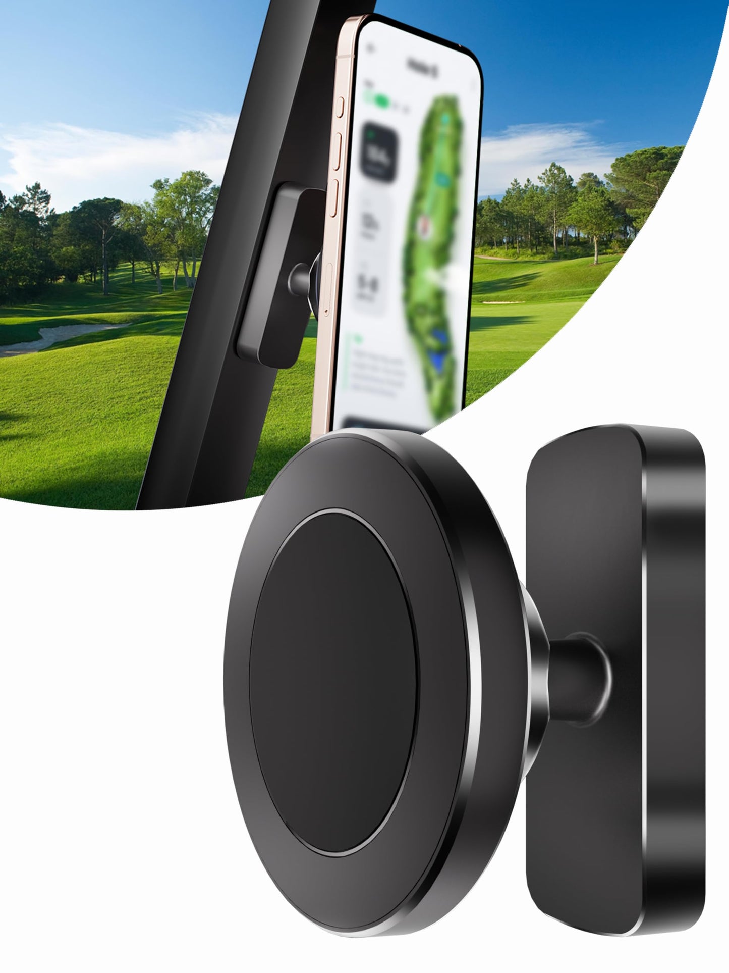 ancipure Magnetic Phone Holder for Golf Cart - Strong N52 Magnets, MagSafe Compatible for iPhone 16 15 14 13 12 Series, Fits EZGO Club Car Yamaha Golf Carts & Any Metal Surface Golf Cart Accessories