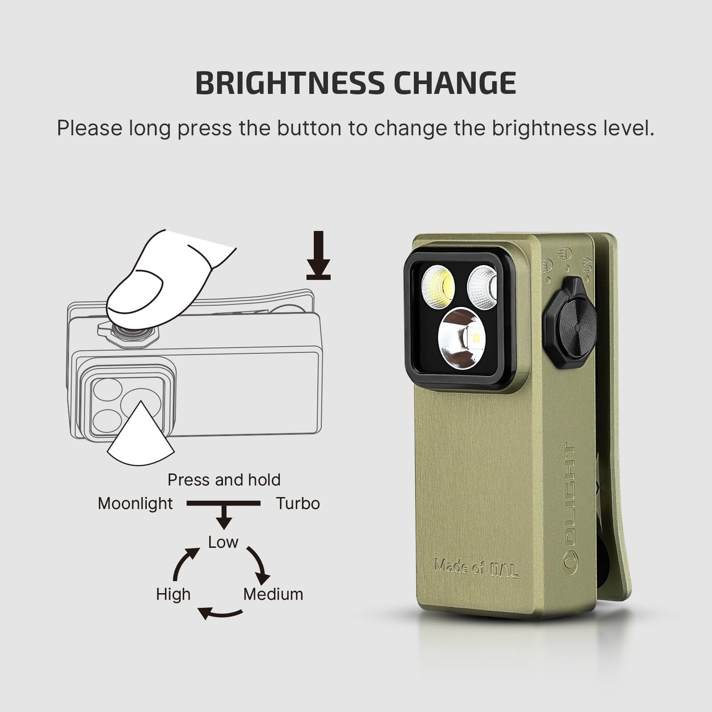 OLIGHT Oclip Ultra EDC Flashlight Clip-on Light, 530 Lumens Rechargeable with Type-C Charging, Combines Floodlight, Spotlight and UV, Triple Magnetic Lights for Inspection and Work (Olive Green)