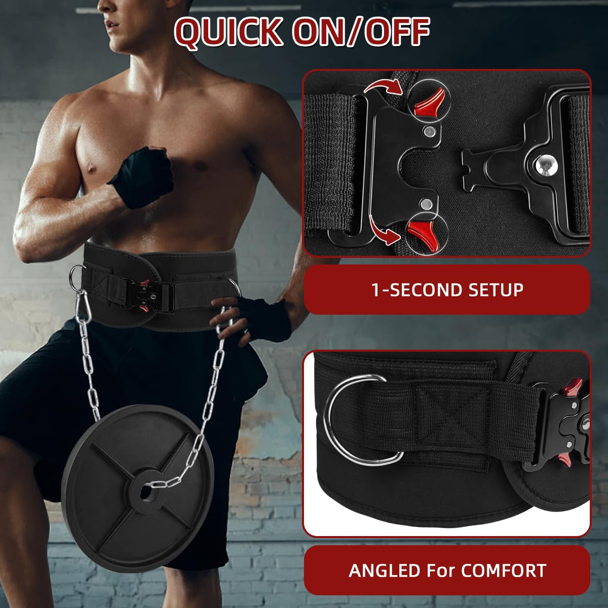 Dip Belt for Weight Lifting & Pull ups - Weighted Belt with 36" Robust Steel Chain, 350lbs Capacity, Workout Belt for Powerlifting, Squats & Dips