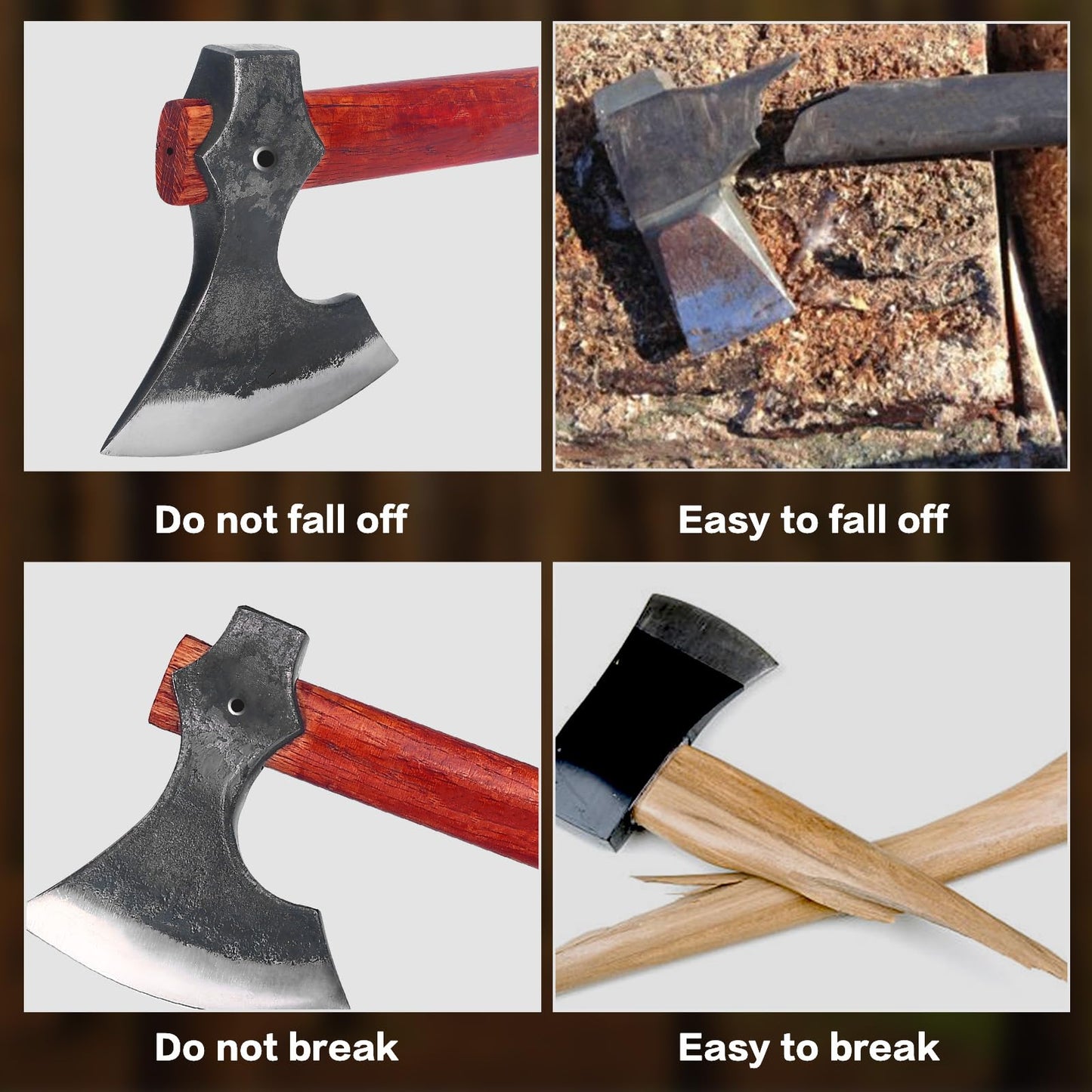16.2" Viking Style Throwing Axe Set of 2, 1065 High Carbon Steel Bearded-Edge Tomahawk with Beech Wood Handle, Red Anti-Slip Design, for Adults Competition & Outdoor Recreation