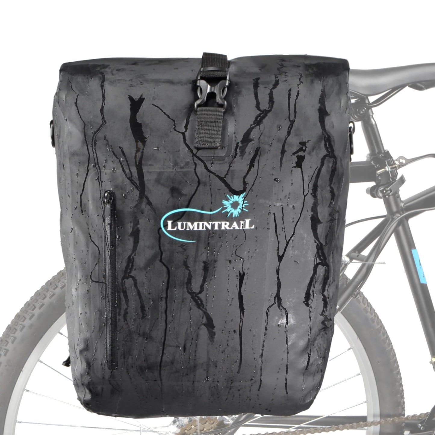 Lumintrail Bike Pannier Bag and Backpack Waterproof Rear Bicycle Bag, Fits E-Bike (25 L), Safety Reflective Spots, Backpack Straps