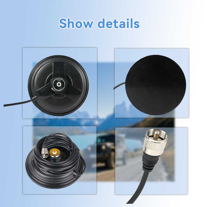 Retevis Mobile Antenna Magnetic Mount Base with NMO Connector,Mobile Radio Antenna Base with 16.4ft Coaxial Cable, SL16.J,150mm Diameter Magnetic Base, Compatible with Midland Cobra Radio(1 Pack)
