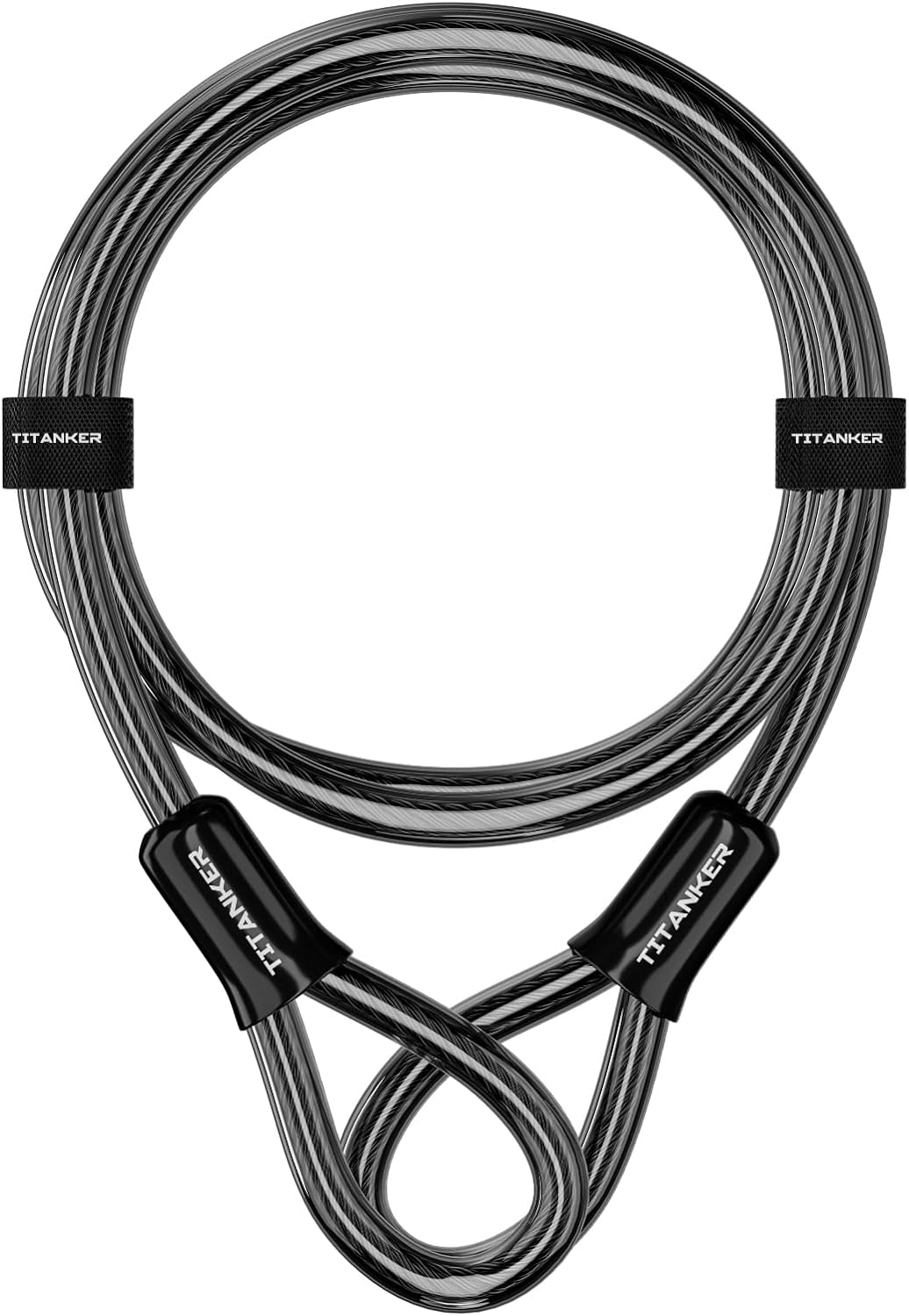 Titanker Bike Lock Cable - Heavy Duty 12mm Thick Steel Security Chain | Vinyl Coated, Multiple Lengths Available (4ft, 7ft, 15ft, 30ft)