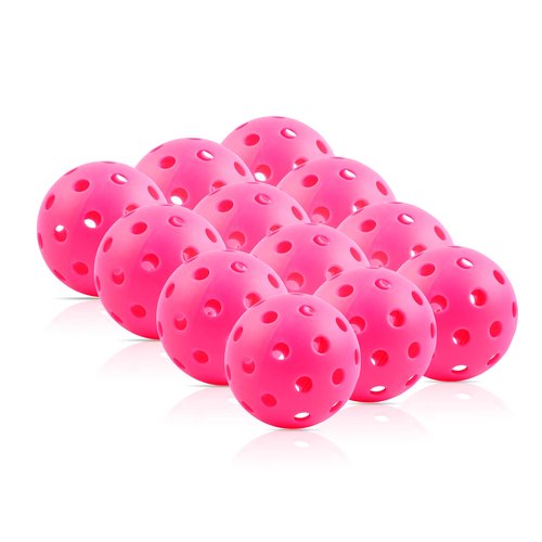 Fizzazzle Pickleball Balls 12 Pack, 40 Holes Outdoor Pickleball Balls, USAPA Standard, High Bounce & Durable, Championship Grade, Pink
