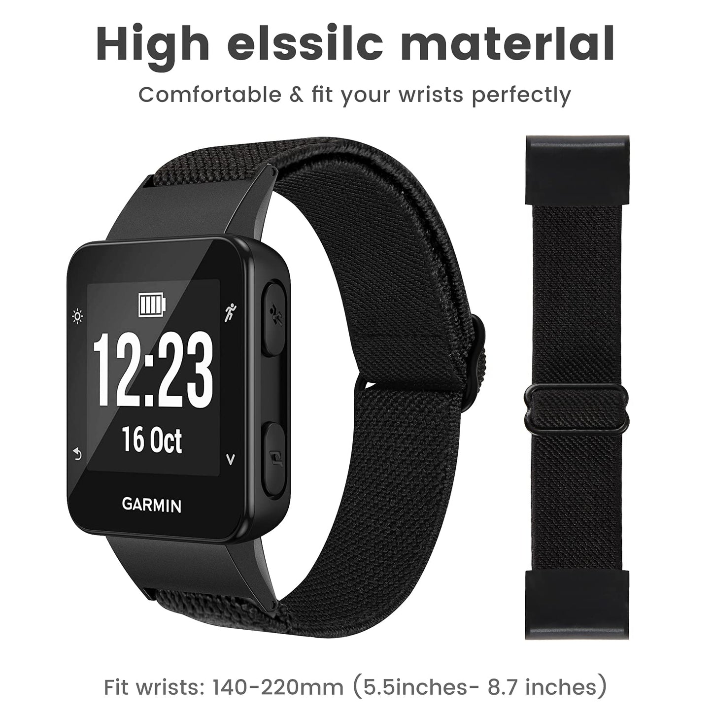 NotoCity for Garmin Forerunner 35 Band, Elastic Braided Solo Loop Replacement Watch Strap for Garmin Forerunner 35