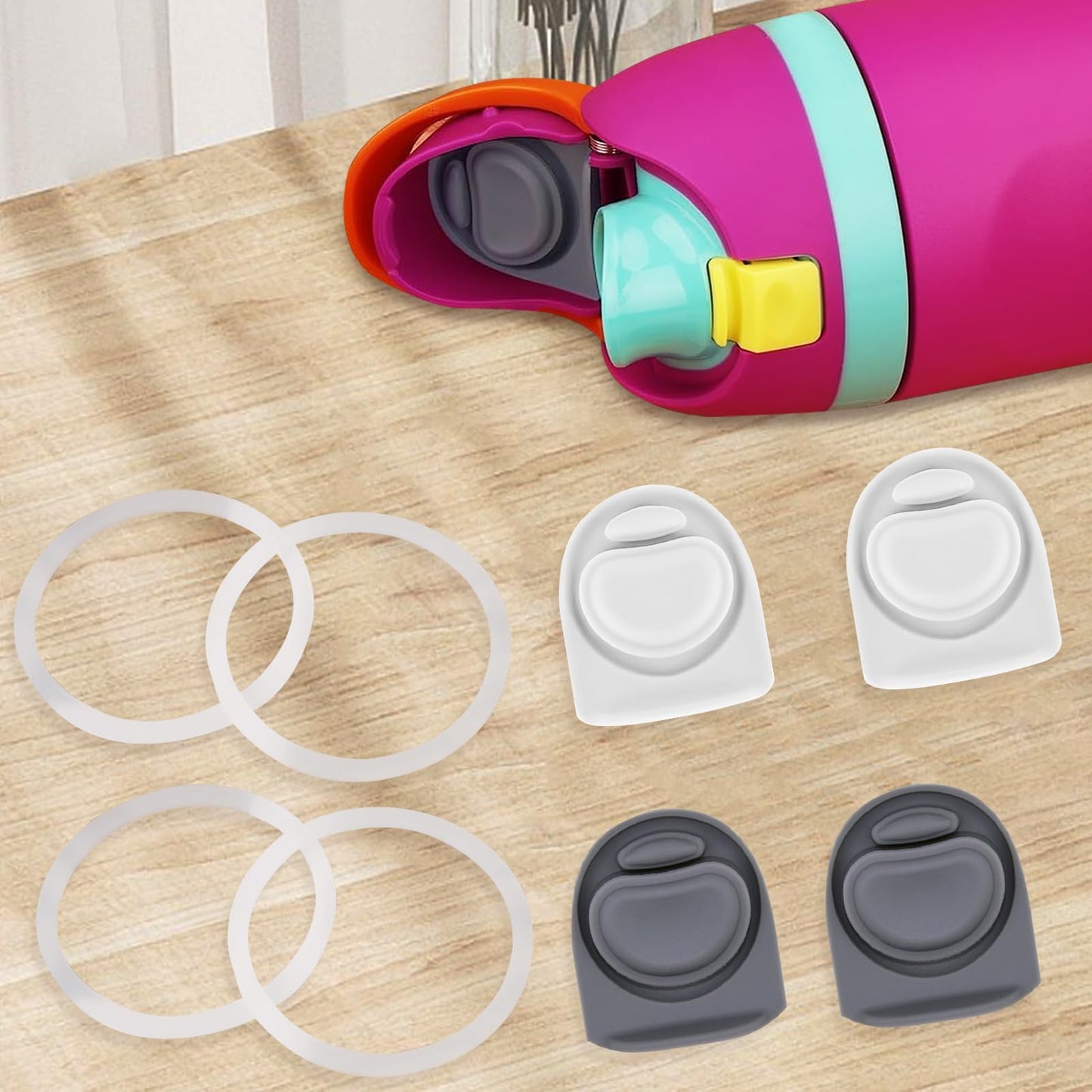 BMSQOFD 4 Sets Jelly-like Replacement Rubber Stopper and O Ring Gasket Compatible with Owala FreeSip 24oz 32oz,Water Bottle Lid Insert Cap Seal Parts for Owala 16/19/24/32/40oz Mouth piece Accessories