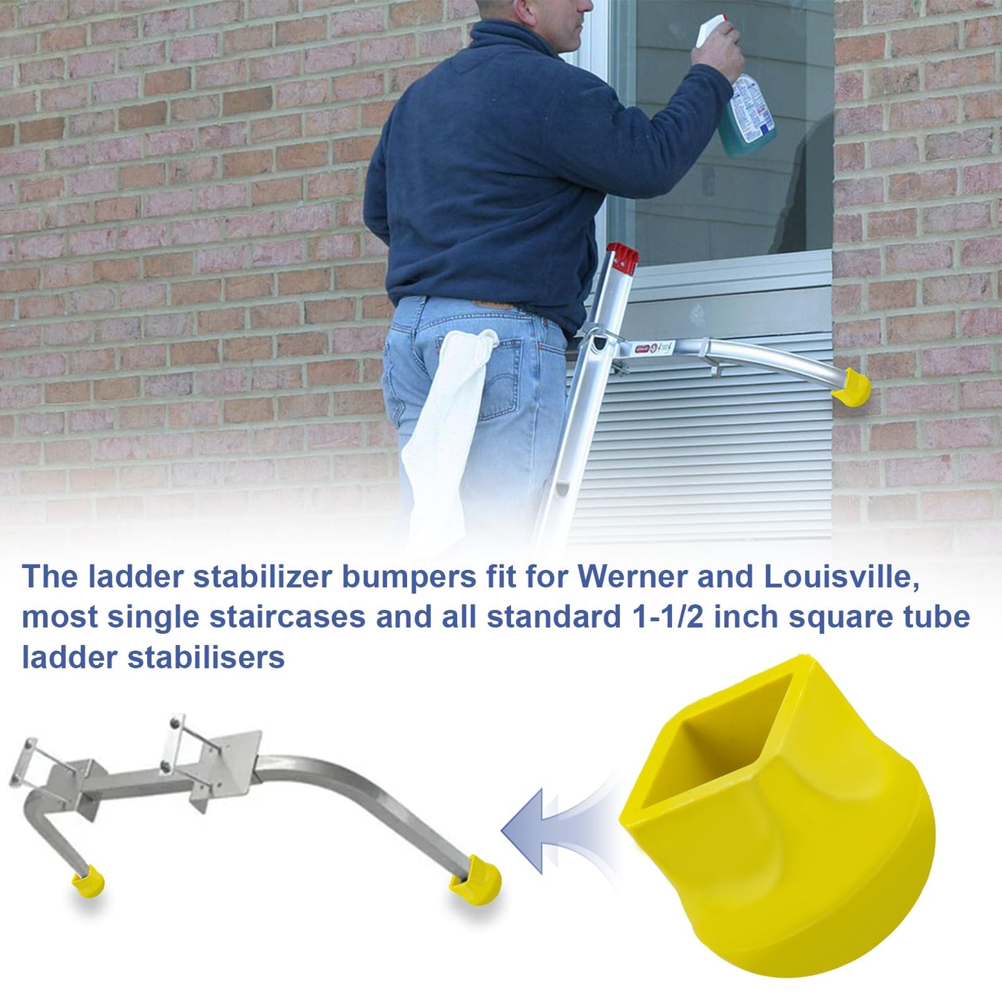 showingo Ladder Stabilizer Bumpers Replacement for Werner Extension Ladder Stabilizer Rubber End Caps,Ladder Standoff Protective Covers Ladder Mitts Ladder Stabilizer Pads Non-Slipa 2 Pack